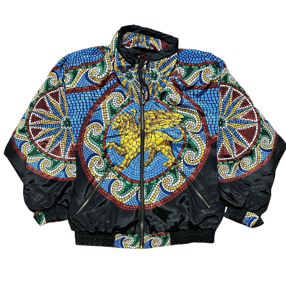 VTG Giacca‎ Gallery Sport Windbreaker Stained Glass Griffin Lion Design Size M